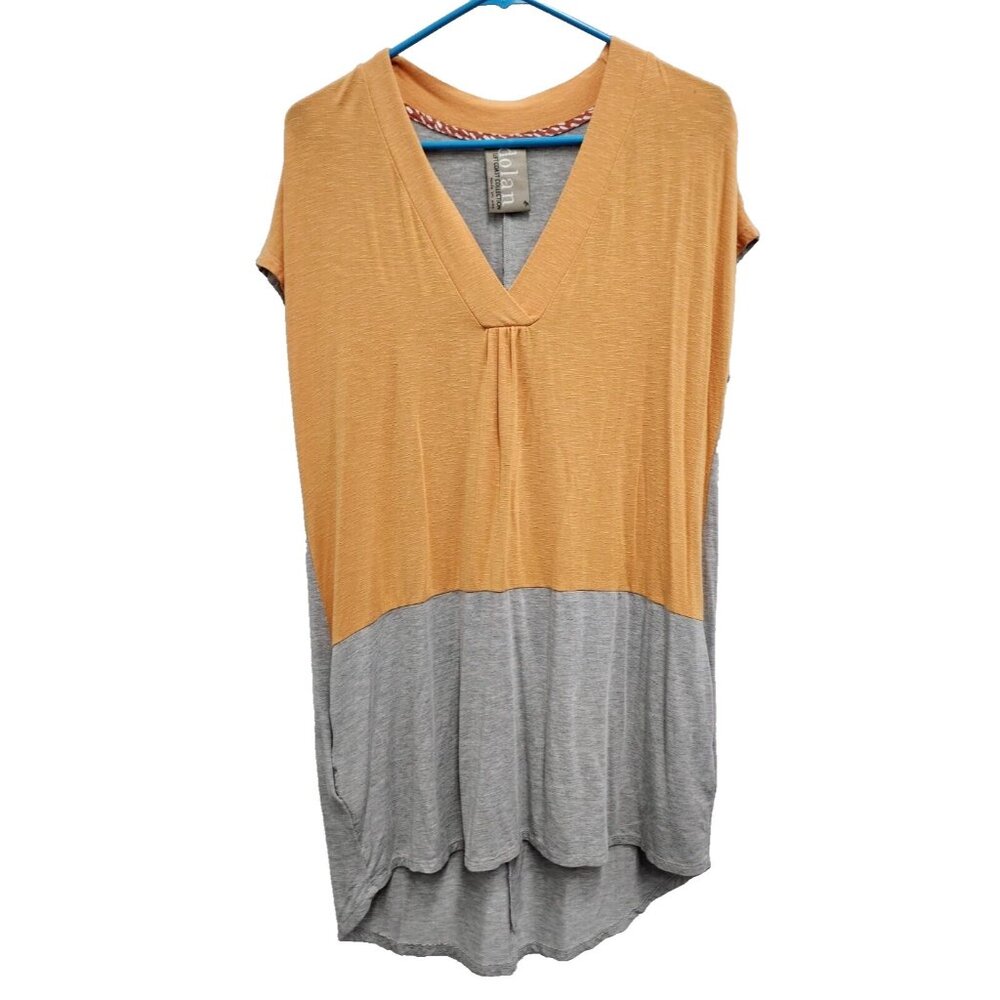 Anthropologie Dolan Womens BOHO Tunic Top Medium Orange Gray‎ Hi Low Casual